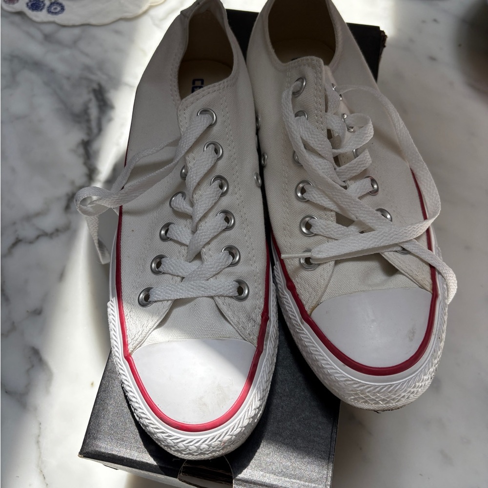 Brand new in box White Converse low tops
